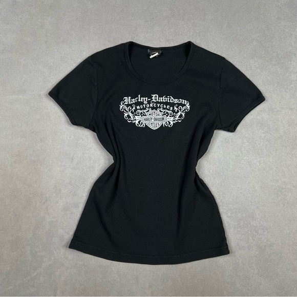 Harley-Davidson Tops - Harley-Davidson Black Women's Short Sleeve Tee with White Graphic